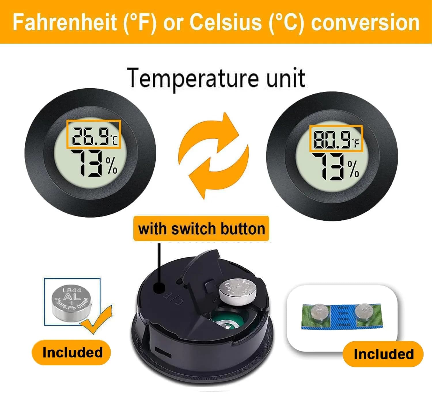 JEDEW Mini Digital Hygrometer Thermometer with Fahrenheit/Celsius Conversion, Indoor Humidity and Temperature Monitor (Compact Round Design) - view 4