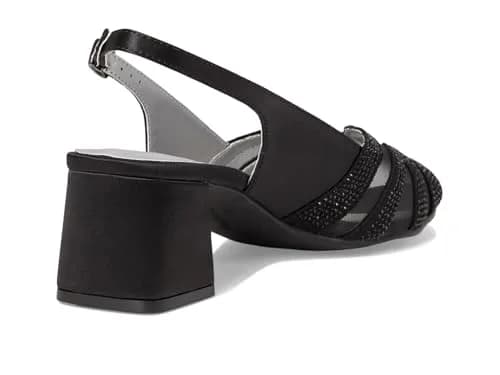 David Tate Desire Black Women's Sandal 7.5 Medium | Satin Heel with Rhinestones thumbnail 7