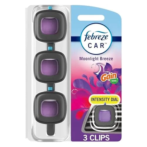 Febreze Car Vent Clip Gain Moonlight Breeze Scent 0.06 Fl Oz (Pack of 3) | Long-lasting freshness for Indian cars thumbnail 1