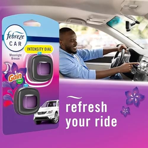 Febreze Car Vent Clip Gain Moonlight Breeze Scent 0.06 Fl Oz (Pack of 3) | Long-lasting freshness for Indian cars thumbnail 6