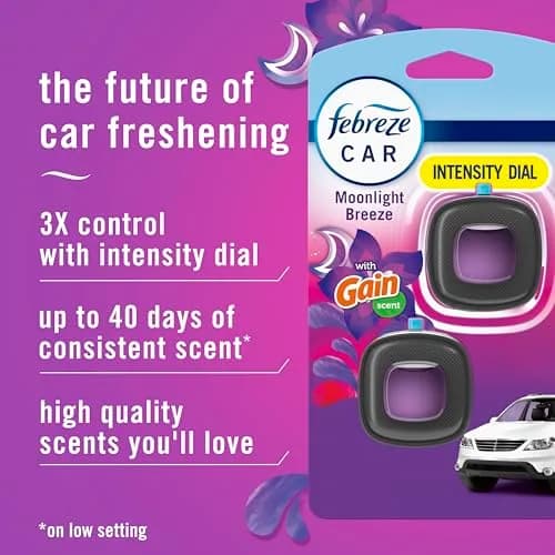 Febreze Car Vent Clip Gain Moonlight Breeze Scent 0.06 Fl Oz (Pack of 3) | Long-lasting freshness for Indian cars thumbnail 2