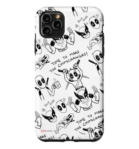 Marvel Deadpool & Wolverine Toony Doodles Pattern Case for iPhone 11 Pro Max | Cartoon Superhero Design thumbnail 1