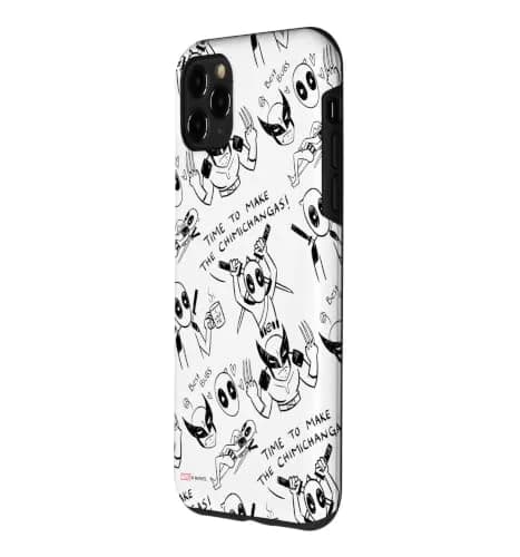 Marvel Deadpool & Wolverine Toony Doodles Pattern Case for iPhone 11 Pro Max | Cartoon Superhero Design thumbnail 2