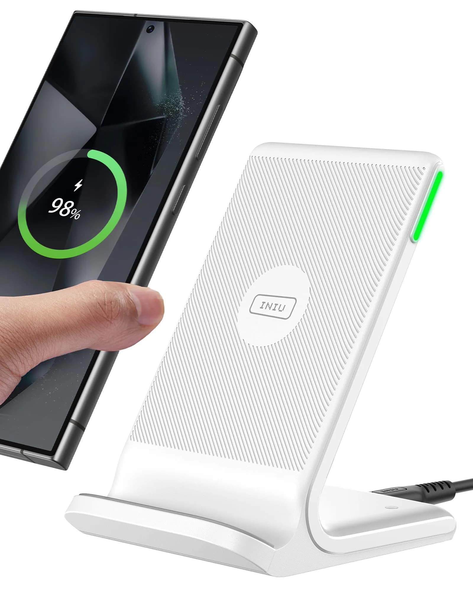 INIU Wireless Charger 15W Fast Wireless Charging Phone Station with LED | Support for iPhone, Samsung, LG