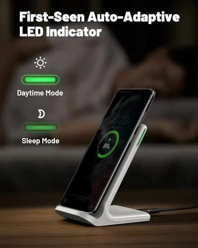 INIU Wireless Charger 15W Fast Wireless Charging Phone Station with LED | Support for iPhone, Samsung, LG thumbnail 3