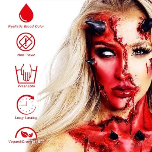 MEICOLY Fake Blood Spray & Dripping Blood Kit 2.1oz (62ml) Each | Realistic SFX Makeup for Halloween Cosplay thumbnail 4
