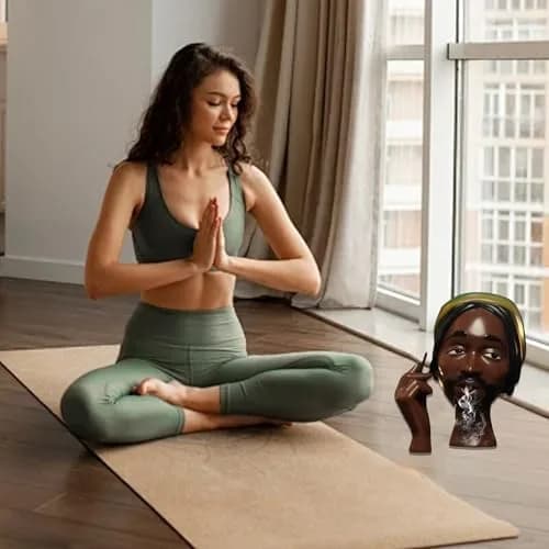 KLUSIET Head Incense Holder Black Women 25cm (10 inches) | Unique Resin Sculpture for Home Decor thumbnail 4
