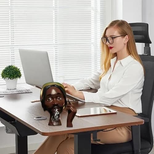 KLUSIET Head Incense Holder Black Women 25cm (10 inches) | Unique Resin Sculpture for Home Decor thumbnail 5
