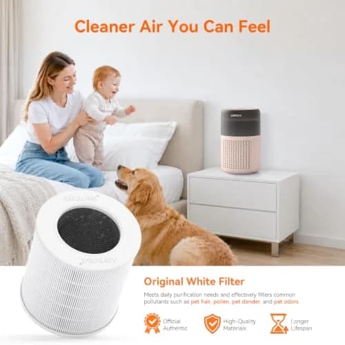 AIRROMI A2005 HEPA Air Purifier for Bedroom & Home, 550 sq ft Coverage, Creamy Beige | True HEPA Filter Removes 99.97% Pet Dander, Odor, Dust, Smoke thumbnail 8