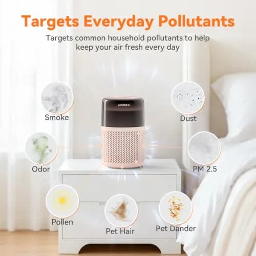 AIRROMI A2005 HEPA Air Purifier for Bedroom & Home, 550 sq ft Coverage, Creamy Beige | True HEPA Filter Removes 99.97% Pet Dander, Odor, Dust, Smoke thumbnail 4