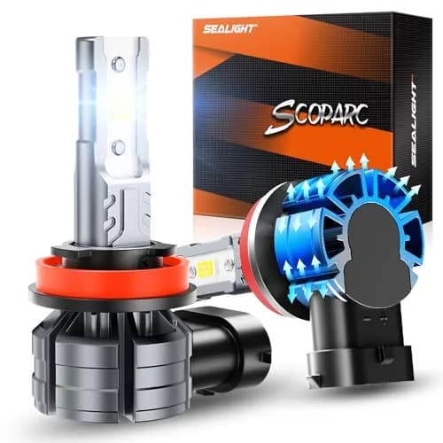 SEALIGHT S2S H11 LED Fog Light Bulbs 12000lm (6500K White) Pack of 2 | Plug-and-Play 50000+ Hour Lifespan — White