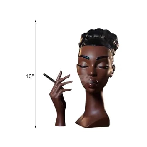 KLUSIET Head Incense Holder Black Women 24 cm (9.5 inches) | Unique Resin Sculpture for Home Decor thumbnail 4