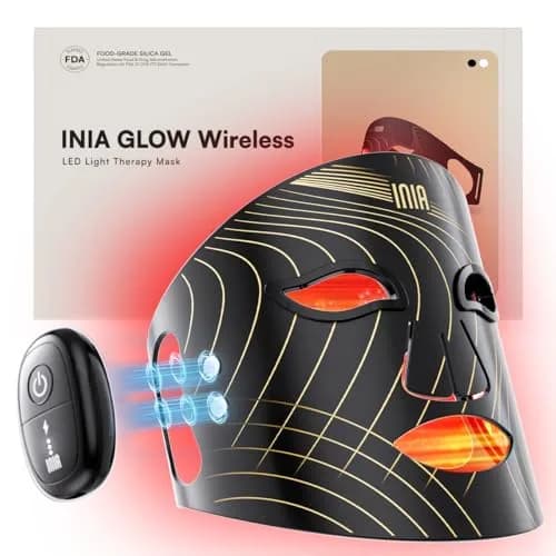 INIA Glow Wireless Red Light Therapy Mask for Face, 850nm NIR, 272 LEDs | Rechargeable, Portable & Home-Travel thumbnail 1