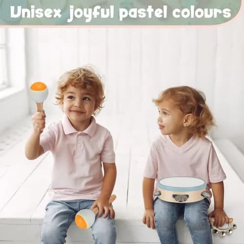 Stoie's Wooden Toddler Musical Instruments with Xylophone, Maracas, Triangle, Tamburine | Eco Friendly Montessori Toy for Kids 3-5 thumbnail 4