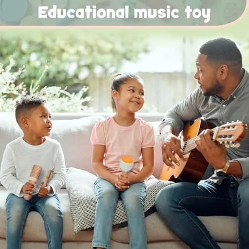 Stoie's Wooden Toddler Musical Instruments with Xylophone, Maracas, Triangle, Tamburine | Eco Friendly Montessori Toy for Kids 3-5 thumbnail 5