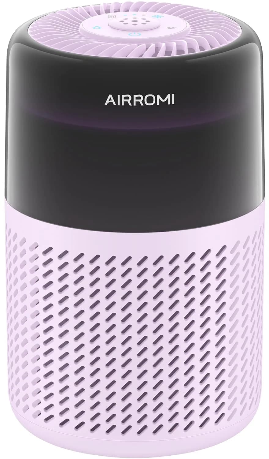 AIRROMI HEPA Air Purifier for Bedroom & Home | 360° Clean Air, Pet Odor & Smoke Removal, Quiet Operation, Black — Purple