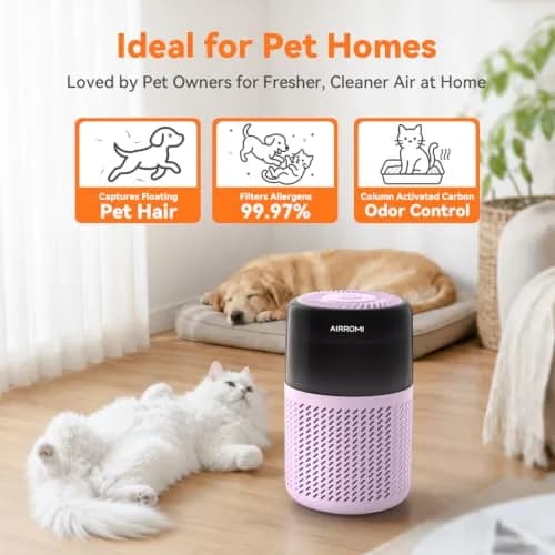 AIRROMI A2005 Purple HEPA Air Purifier for Bedroom & Home | 549 sq ft Coverage, 22 dB Sleep Mode thumbnail 2