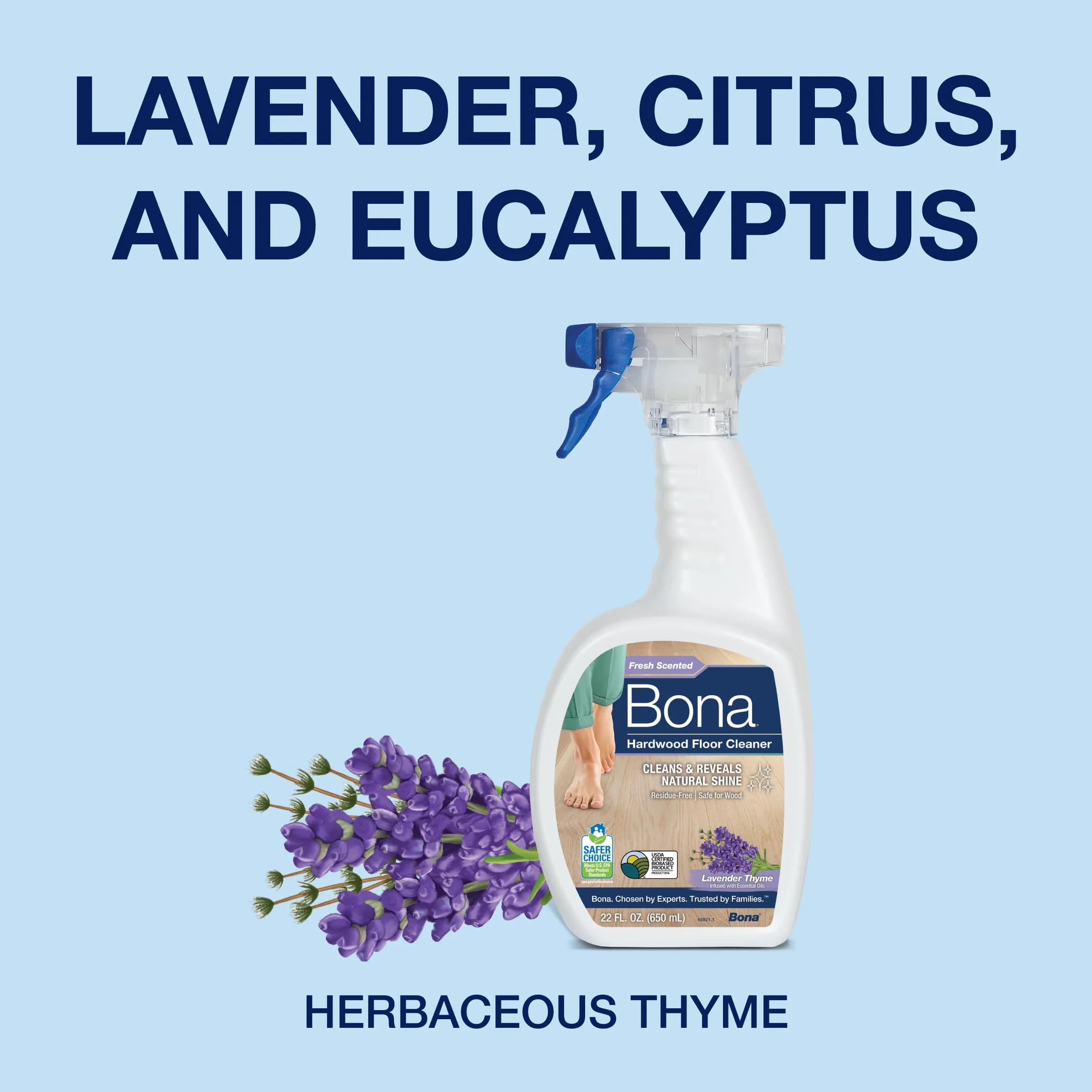 Bona Hardwood Floor Cleaner Spray Lavender Thyme Scent 945ml (32 fl oz) | Residue-Free Cleaning for Wood Floors - view 4
