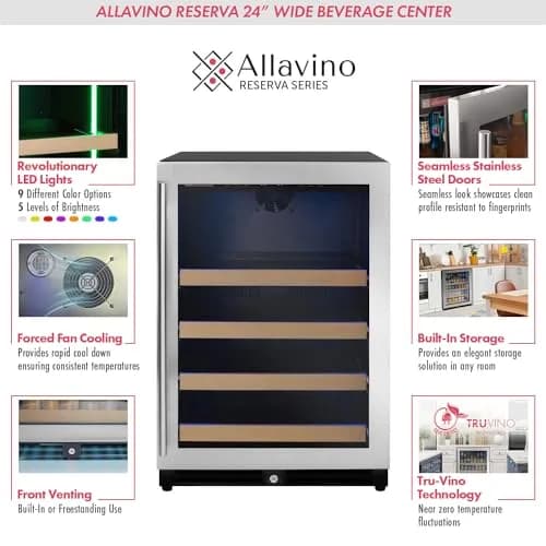 Allavino Reserva Series Stainless Steel Side-by-Side Beverage Center 2X-VSBC24L-SS | Precise Temperature Control & Elegant Design thumbnail 3