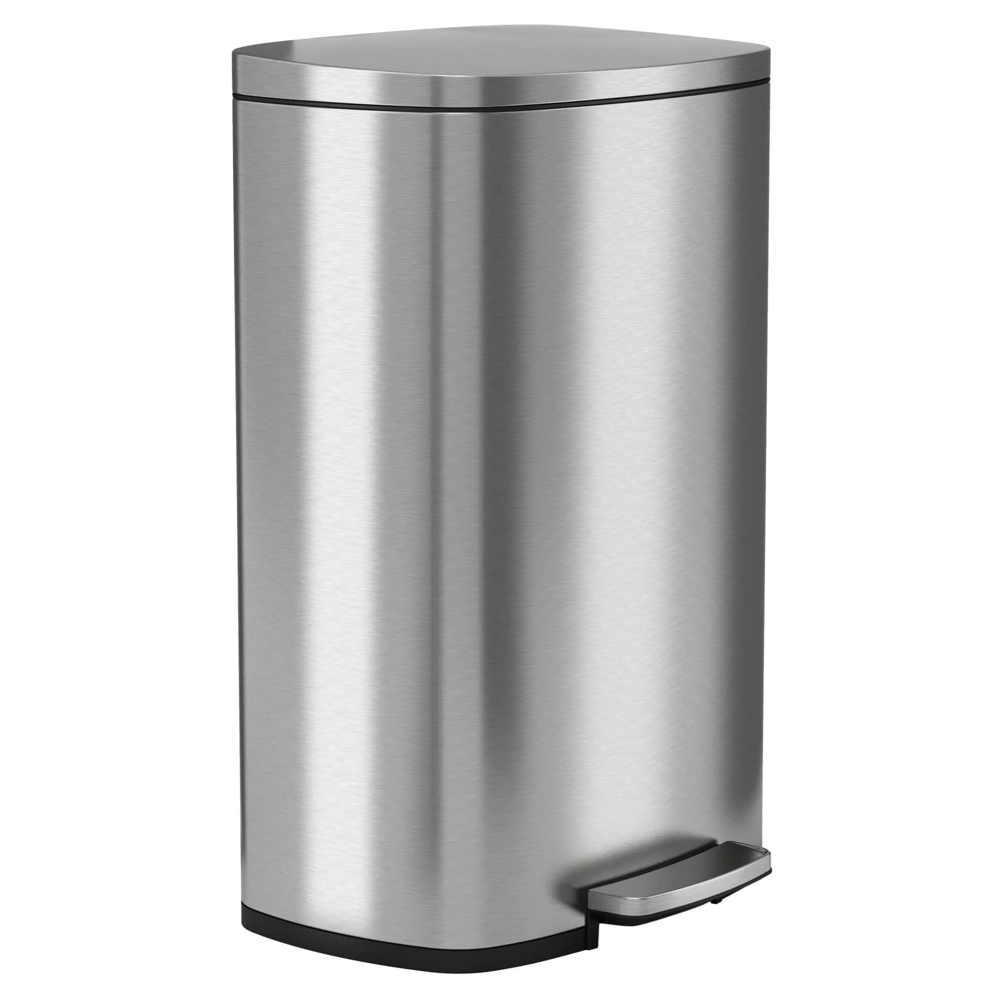 HLS COMMERCIAL 13.2 Gallon / 50L Fire-Resistant Stainless Steel Step Trash Can for Office, Restaurant, Hotel, Store, Business – FM Approved with Odor Filter and Removable Inner Bucket