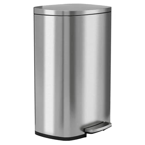 HLS COMMERCIAL 13.2 Gallon / 50L Fire-Resistant Stainless Steel Step Trash Can for Office, Restaurant, Hotel, Store, Business – FM Approved with Odor Filter and Removable Inner Bucket thumbnail 1