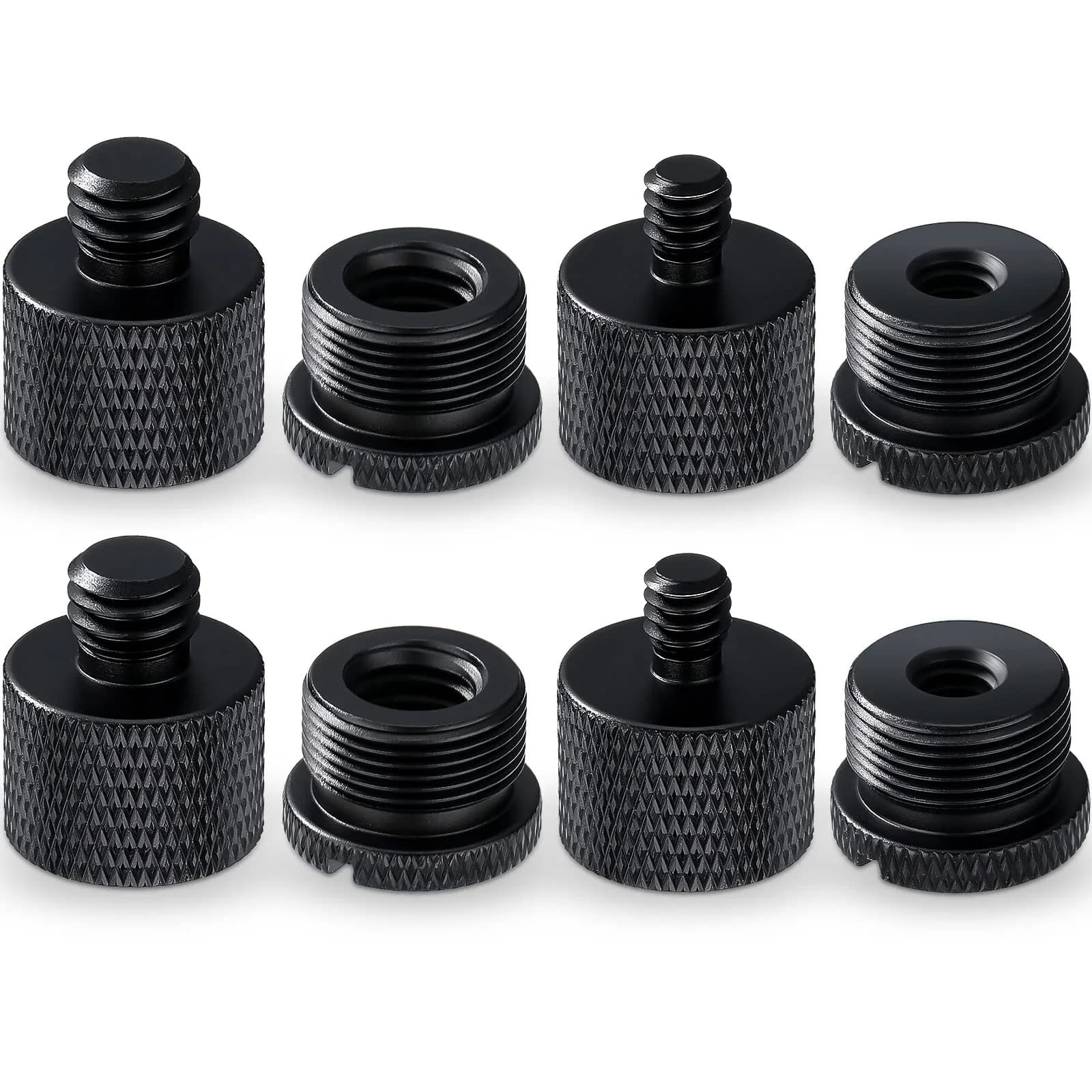 Moxweyeni Gold 8 Pcs Mic Stand Adapter Set | 5/8" to 3/8" & 1/4" Thread Converters - main product image