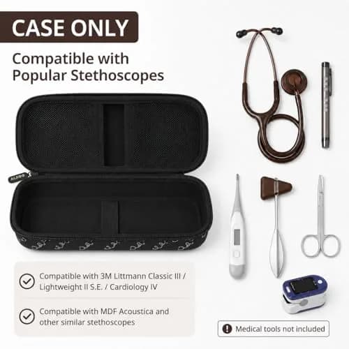 ALKOO Stethoscope Case for 3M Littmann Classic III/Cardiology IV, Blackheart | Hard Shell Protection for Medical Professionals thumbnail 2