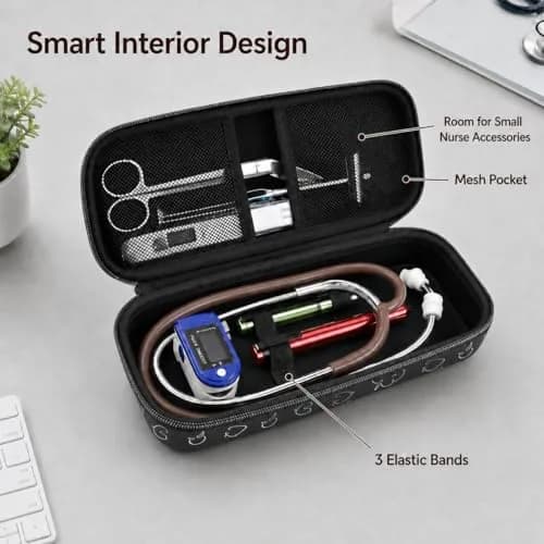 ALKOO Stethoscope Case for 3M Littmann Classic III/Cardiology IV, Blackheart | Hard Shell Protection for Medical Professionals thumbnail 3