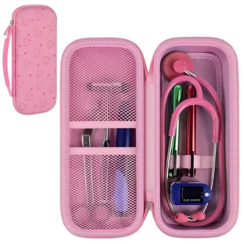 ALKOO Stethoscope Case for 3M Littmann Classic III/Cardiology IV & MDF, Pink | Heavy Duty EVA Hard Shell Organizer with Smart Storage for Medical Professionals thumbnail 1