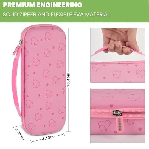 ALKOO Stethoscope Case for 3M Littmann Classic III/Cardiology IV & MDF, Pink | Heavy Duty EVA Hard Shell Organizer with Smart Storage for Medical Professionals thumbnail 4