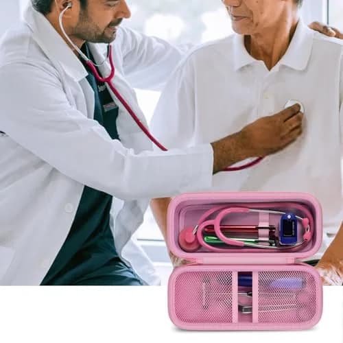 ALKOO Stethoscope Case for 3M Littmann Classic III/Cardiology IV & MDF, Pink | Heavy Duty EVA Hard Shell Organizer with Smart Storage for Medical Professionals thumbnail 8