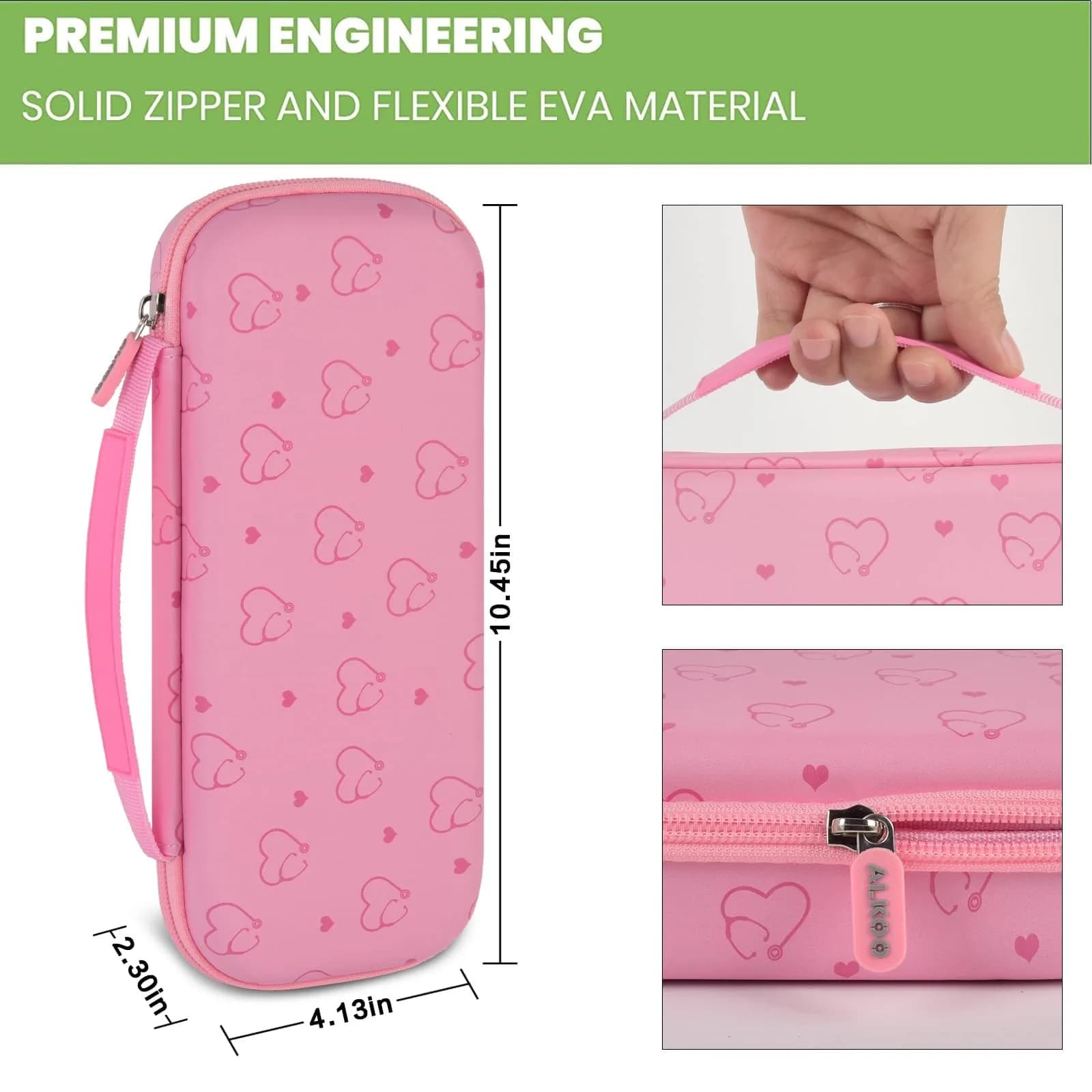ALKOO Stethoscope Case for 3M Littmann Classic III/Cardiology IV & MDF, Pink | Heavy Duty EVA Hard Shell Organizer with Smart Storage for Medical Professionals thumbnail 4