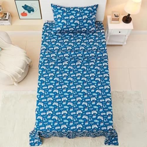 Softan Kids Full Size Bed Sheets, 4-Piece, Deep Pocket, Game Controller | Breathable Microfiber, Fun Design, 15" Deep Pocket thumbnail 7