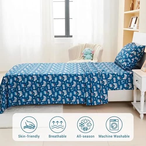 Softan Kids Full Size Bed Sheets, 4-Piece, Deep Pocket, Game Controller | Breathable Microfiber, Fun Design, 15" Deep Pocket thumbnail 3