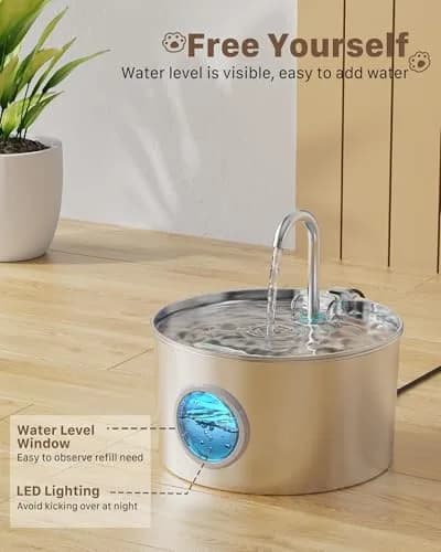GIOTOHUN Cat Water Fountain Stainless Steel 2.2L | Quiet, Durable & Easy to Clean thumbnail 7