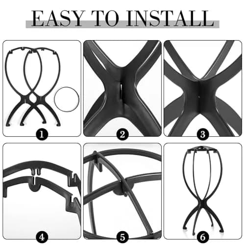 obeoby Wig Stand, Portable Foldable Wig Holder for Wigs (Black,3Pack) | Lightweight, Travel-Friendly, Maintains Wig Shape thumbnail 4