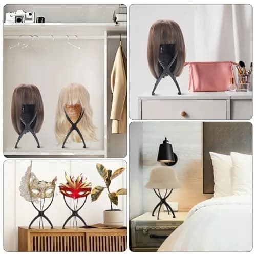obeoby Wig Stand, Portable Foldable Wig Holder for Wigs (Black,3Pack) | Lightweight, Travel-Friendly, Maintains Wig Shape thumbnail 7