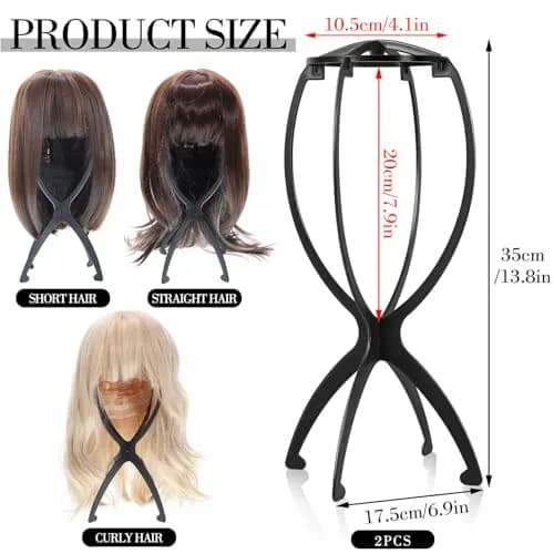 obeoby Wig Stand, Portable Foldable Wig Holder for Wigs (Black,3Pack) | Lightweight, Travel-Friendly, Maintains Wig Shape thumbnail 3