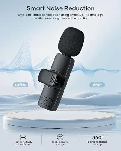 KUKIHO Wireless Lavalier Microphone 2 Pack | Noise Reduction, Plug & Play, Long Range, Rechargeable | Compatible with iPhone, iPad, Android thumbnail 6
