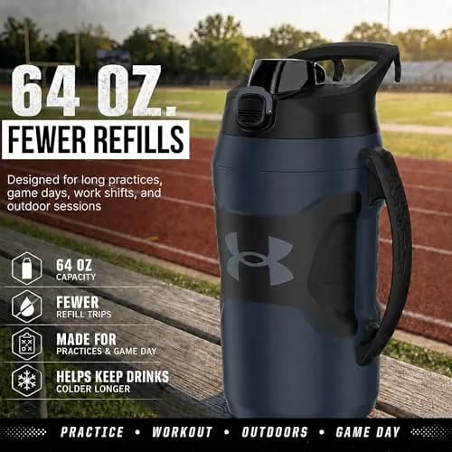 Under Armour 64oz (1.89 L) Insulated Water Bottle with Handle & Fence Hook | Keeps Cold 12 Hours thumbnail 2