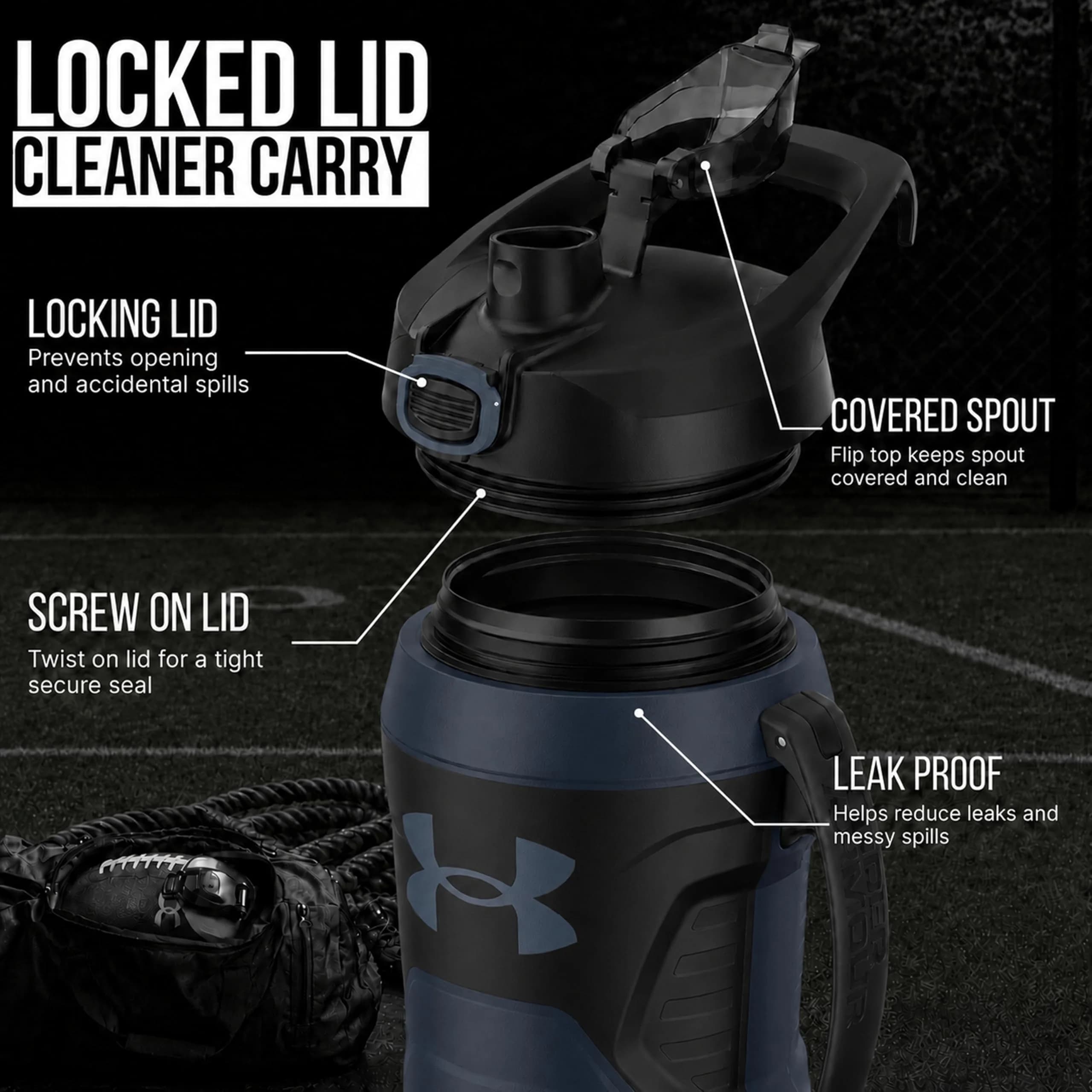 Under Armour 64oz (1.89 L) Insulated Water Bottle with Handle & Fence Hook | Keeps Cold 12 Hours - view 4