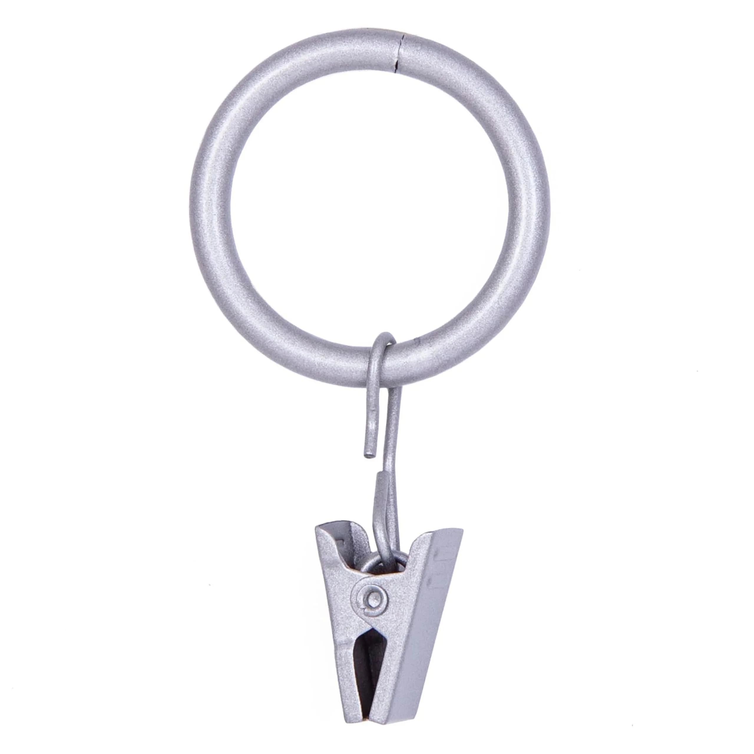 Kenney Clip Rings for 5/8" to 3/4" Diameter Curtain Rods | Brushed Nickel, 14-Pack, Easy Glide