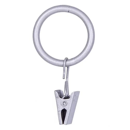 Kenney Clip Rings for 5/8" to 3/4" Diameter Curtain Rods | Brushed Nickel, 14-Pack, Easy Glide thumbnail 1