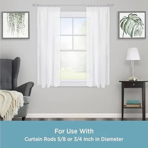 Kenney Clip Rings for 5/8" to 3/4" Diameter Curtain Rods | Brushed Nickel, 14-Pack, Easy Glide thumbnail 2