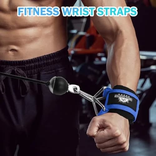 Lights Mountain Wrist Cuffs for Cable Machines – Padded & Adjustable Straps for Strength Training (Blue L) thumbnail 5