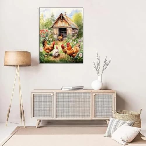 MjhRcll Stamped Cross Stitch Kit Chicken Embroidery Starter Kit 30x40cm (12x16 Inch) | Beginner Friendly Animal Design thumbnail 4