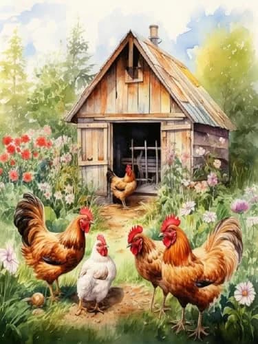 MjhRcll Stamped Cross Stitch Kit Chicken Embroidery Starter Kit 30x40cm (12x16 Inch) | Beginner Friendly Animal Design thumbnail 1