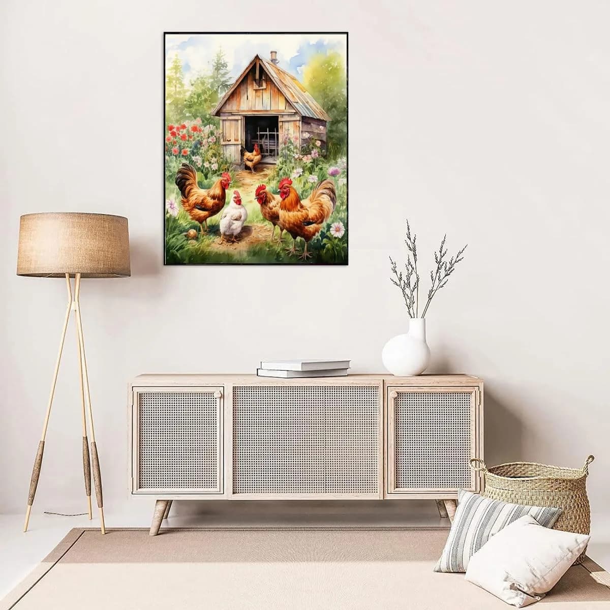 MjhRcll Stamped Cross Stitch Kit Chicken Embroidery Starter Kit 30x40cm (12x16 Inch) | Beginner Friendly Animal Design - view 4