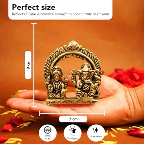 Ekhasa Brass Laxmi Ganesh Murti in Red Velvet Gift Box | Sacred Home & Gifting Decor thumbnail 5