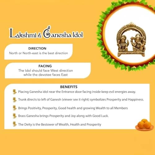 Ekhasa Brass Laxmi Ganesh Murti in Red Velvet Gift Box | Sacred Home & Gifting Decor thumbnail 6
